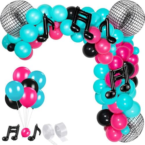 Music Balloons Birthday Balloon Garland Arch Kit Baby Shower Aluminum Foil Music Note Balloon Background DIY Decorations
