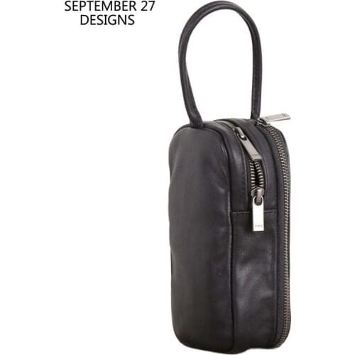 New Fashion Clutch Bag Male Genuine Leather Luxury Handmade Men Mini Hand Bags Casual Organizer Wallet Cell Phone Zipper Purses