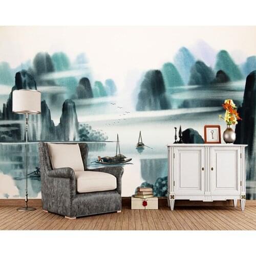 Papel de parede Chinese landscape painting watercolor 3d wallpaper,living room bedroom wall papers home decor restaurant mural