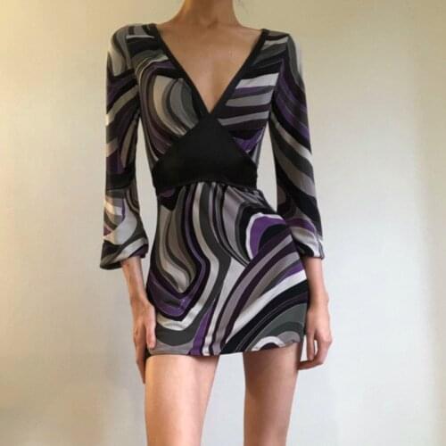 Za Stripe Long Sleeve Dress Casual A Line Slim Fasion Elegant Mini Dress 2021 Summer V-neck Party Holiday Vintage Short Dresses