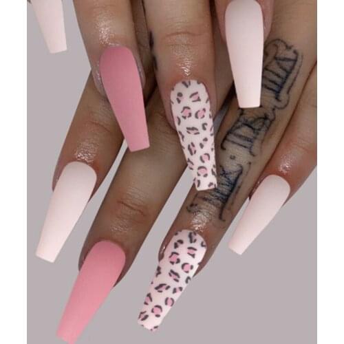 Professional fake nails overhead with glue coffin artificial nails tips with designs press on nail false nails set nail art tool