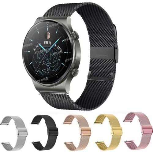 For Huawei Watch GT 2 Pro Strap 22mm Milanese Watchband Business Replace Bracelet For Huawei GT2 46mm 2E Honor Magic Smart Watch