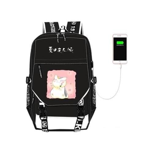 Anime Natsume yuujinchou backpack UNISEX student school bag preppy style usb charge backpack
