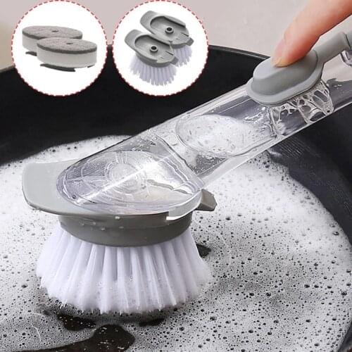 Removable Brush Sponge Dispenser Dishwashing Brush 2 In 1 Long Handle Cleaing Brush Kitchen Cleaning Brush with Kitchen Tools