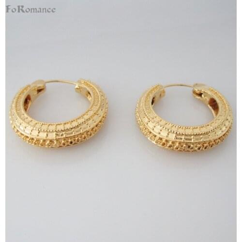 BAND HOOP EARRING WITH DIFFERENT PATTERN YELLOW GOLD GP HOOP DIAMETER 30MM 1.18INCH