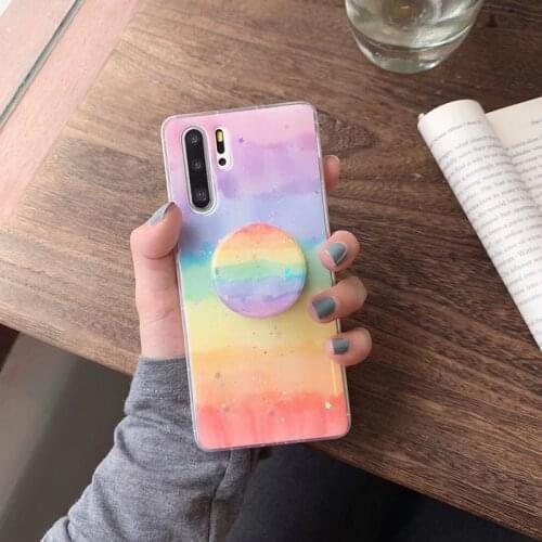 Rainbow Colorful Stand Holder Cases For Huawei P30 P20 Lite Mate 20 Pro 30 Nova 3i 3 4 5 5i Honor 10 Lite 8X 9XV10 V20 TPU Cover