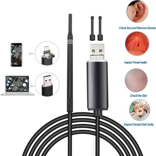 2IN1 USB Visual Earpick Ear Cleaning Endoscope HD Ear Spoon Multifunctional Mini Camera Ear Pick Otoscope Borescope Tool