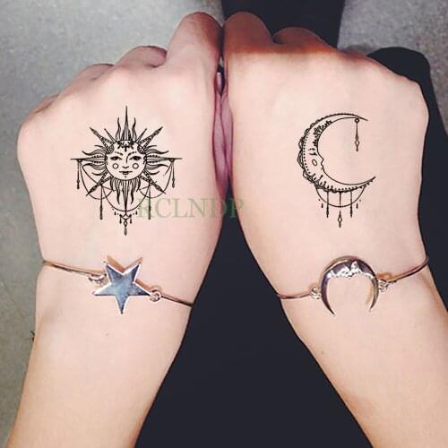 Waterproof Temporary Tattoo Sticker sun Moon Fake Tatto Flash Tatoo Tatouage Wrist Foot Hand Arm For Girl Women Men Kids