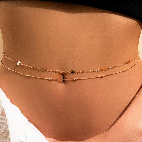 Boho Aesthetic Sexy Belly Disc Bead Waist Chain Lady 2021 Fashion Summer Beach Bikini Waists Chains Girl Street Body Jewelry