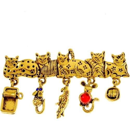 CINDY XIANG Cute Alloy 5 Cats Brooches For Women Lovely Pet Cute Animal Mouse Bird Pendant Brooch Pins Jewelry Gift Party Causal