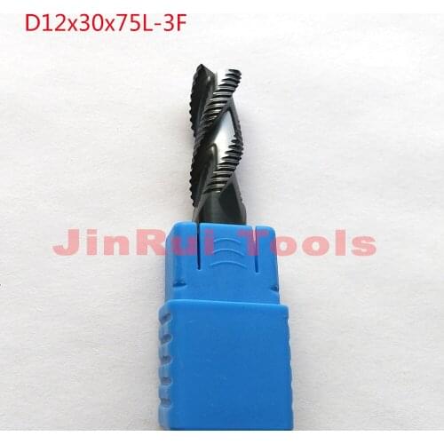 1pc 12mm D12*30*D12*75 HRC60 3 Flutes Solide Carbide Roughing End Mills CNC router bit milling cutter Tools knife fresa