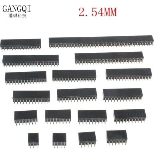 10pcs 2.54mm Double Row Straight Female 2-40P Pin Header Socket Connector 2x2/3/4/5/6/7/8/9/10/12/14/16/18/20/25/30/40Pin