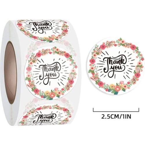 25MM Floral Thank You Sticker Gift packaging seal Label Stickers scrapbooking stationery sticker Wedding birthday decor Supplies