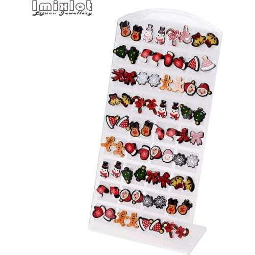 36Pairs/Set Mix Christmas Stud Earrings Cartoon Santa Claus Snowman Christmas Tree Earrings Sets For Women Girl Gifts Jewelry