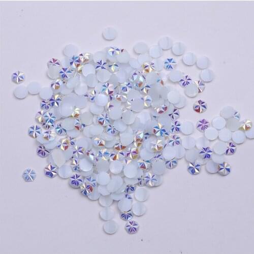 500Pcs White AB Flowers Resin Nail Rhinestones 4mm Strass Stickers Crystal AB Flatback Plactis Stones For Nail Clothes Jewely