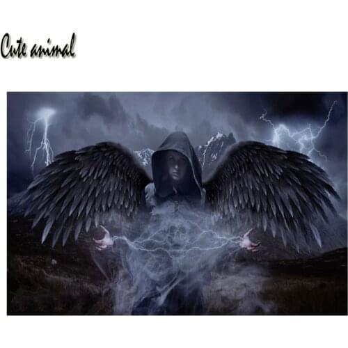 DIY 5D Diamond Painting Dark Angel Girl Wall Decor Full Drill Square Rhinestone Pasted Diamond Mosaic Embroidery Halloween Gift