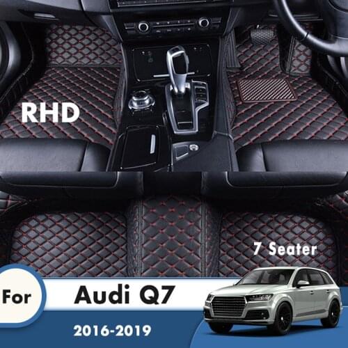 RHD Custom Car Floor Mats For Audi Q7 2019 2018 2017 2016 7 Seater Leather Carpets Auto Styling Foot Pads Car Accessories Rugs