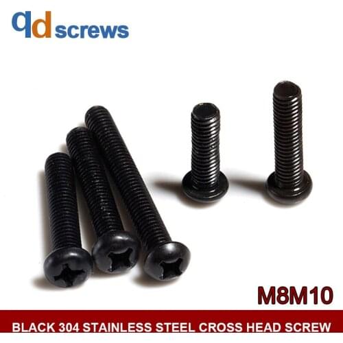 Black Oxide 304 M8M10 cross round head stainless steel screw Pan head screws with cross recess GB818 DIN7985 ISO 7045