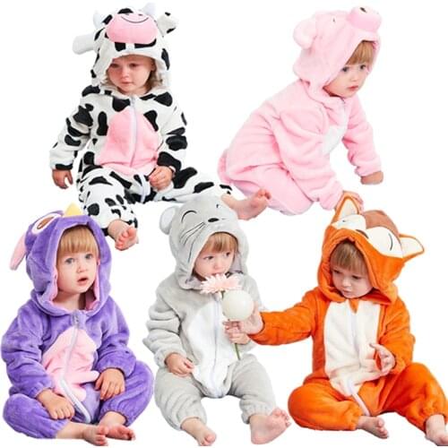 Baby rompers pig girls clothes new born baby costume rabbit boy jumpsuit warm winter animal pajamas roupas de bebe recem nascido