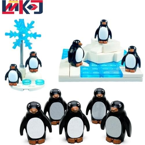 Summer Size Penguin Ice and Snow Scene Building Blocks Decor Animal Paradise Assembly Diy Model Girl Toys Gift for Children