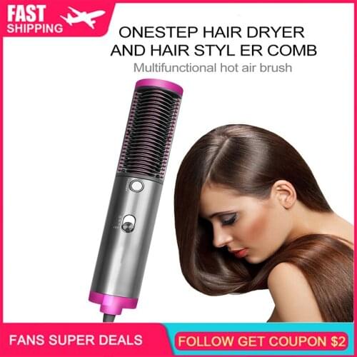 Hair Dryer Brush 3 in 1 Hot Air Brush PTC Heating Button Fast Hair Dryer and Straightener One-Step Blow dryer brush