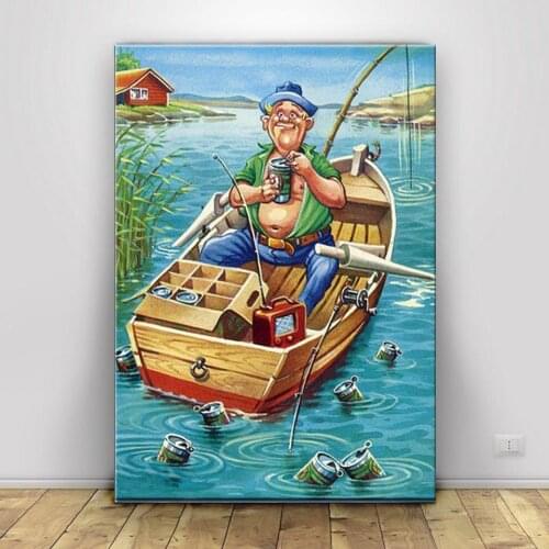 Full Square/Round Drill 5D DIY Diamond Painting Full Square Boat Fishing Diamond Mosaic Embroidery Picture Rhinestones Sale