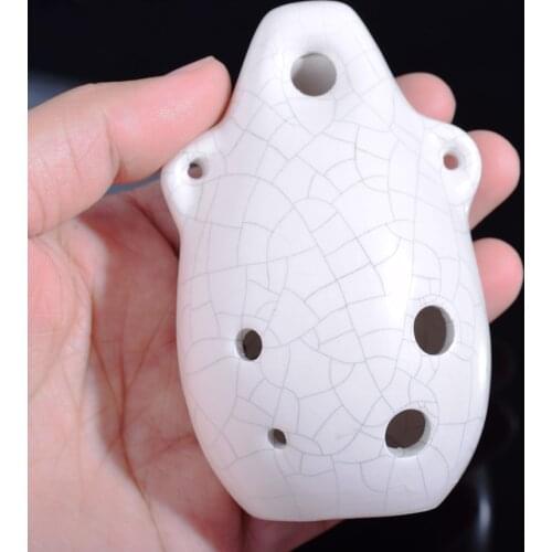 Mini Ceramic Ocarina Alto C Flute 6 Hole AC Glazed Flauta Kiln-fired Ice-Crack Pottery Pocket Wind Musical Instrument Beginners