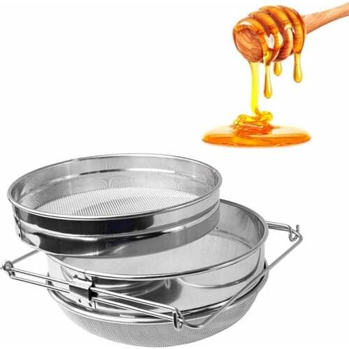 Reusable Mesh Double-Layer Honey Strainer Stainless Steel Screen Bilayer Honey Filters Beekeeping Equipment Straining Honey Tool