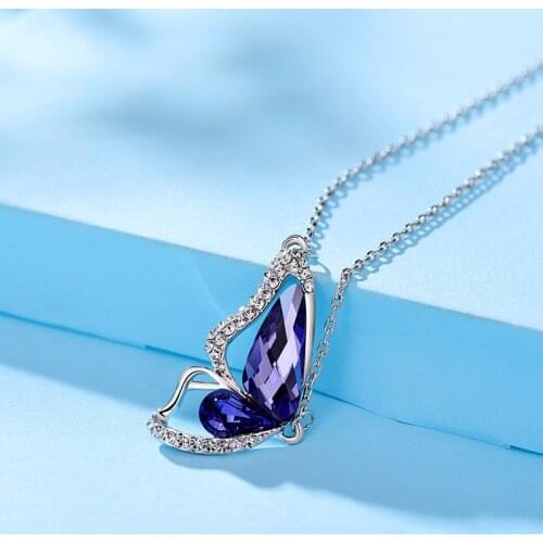 Fashion high-end crystal butterfly necklace