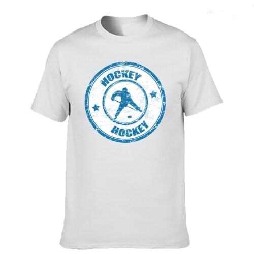 New Hot sale Fashion Hockey Grunge Rubber Stamp Logo Pattern T Shirt MoreSize Short Sleeve Mens Cotton Top Tees