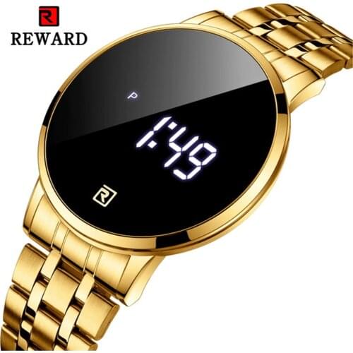 2020 Reward Fashion Men Watches Waterproof Touch Screen Date Sport steel belt Hours Men Wrist Black Watch Reloj hombre gifts