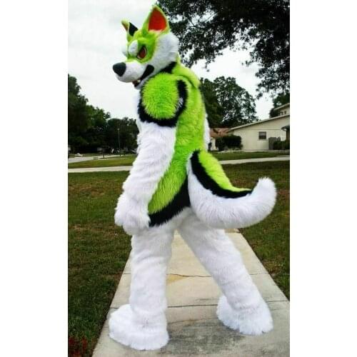 New Christmas Carnival Performance Costume Halloween Green Husky Cosplay Set Birthday Party Adult Use Advertising Parade Mascot