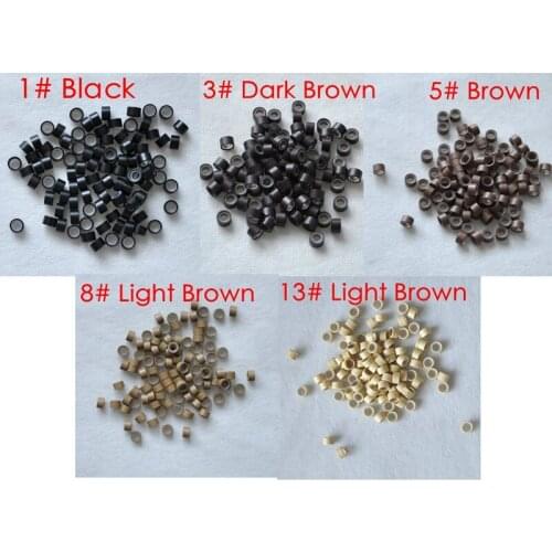 Wholesale Silincon micro ring 5 Color mix 5000pcs/lot silicon lined Micro Links Rings Beads Hair Feather Extensions