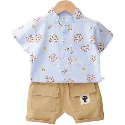 New Summer Baby Clothes Suit Children Boys Cartoon Shirt Shorts 2Pcs/Sets Toddler Casual Costume Infant Clothing Kids Tracksuits