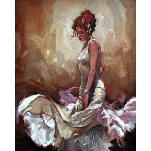Handmade oil paintings dancer figurative Rose in Her Hair canvas art for wall decor