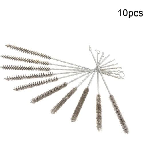 High Quality 2~10pcs 1cm Diameter Wire Tube Brush 30cm Total Length Stainless Steel Wire Cleaning Brush Hand Tools Metal Handle
