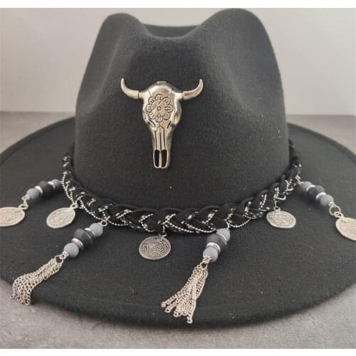 Boho Women artificial wool Fedora Hat Elegant Lady Winter Autumn Wide Brim Jazz Church Panama Sombrero Cap