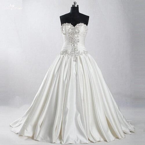 RSW931 Yiaibridal Real Job Photos Sweetheart Neckline Crystal Beading Satin Wedding Dress Detachable Train