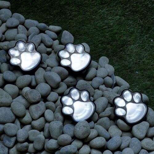 Solar Powered LED Lawn Light Animal Paws Footprint Home Garden Ground Path Outdoors Landscape Decorative Lighting