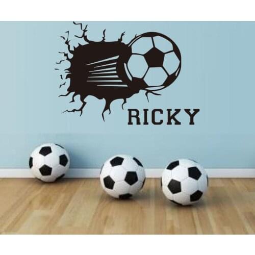 Soccer Ball Vinyl Sticker For Kids Room Personalized Custom Name Wall Decals Home Decor DIY