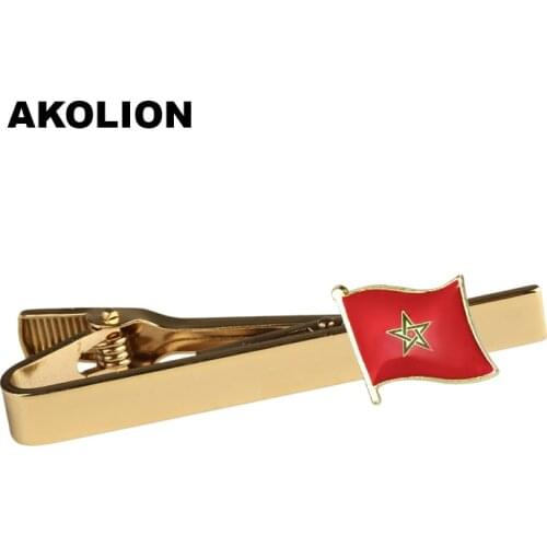 Morocco Country Flag Tie Clip Metal Men Tie Bar Clip variety fashion style for business 1pc KS-0131-T