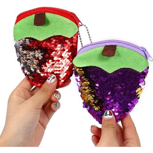 Sequines women coin purse pocket change wallet for girls round organizer earphone pouch portable cute childern zipper purse bags