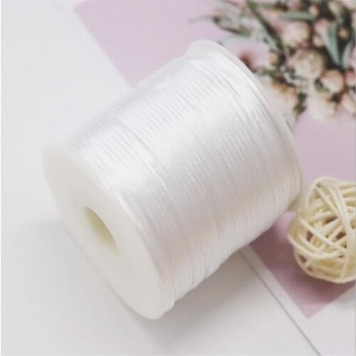 1MM White Nylon Chinese Satin Silk Knot Cord Rattail Thread Necklace Macrame String Jewelry Findings Beading Rope #800