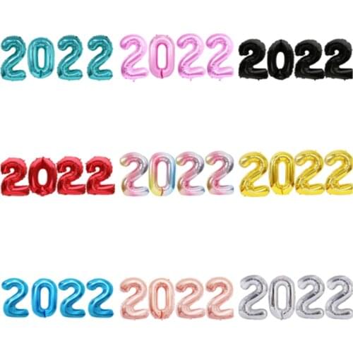 1set 32inch 2022 for Wedding Happy New Year Anniversary Rose Gold Silver Blue Balck Number Foil Balloon Party Decorations