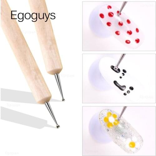 1PC Dual Heads Wooden Dotting Pen Rhinestones Gem Crystal Picker Nail Art UV Gel Painting Embossing Dotter Manicure DIY Dot Tool