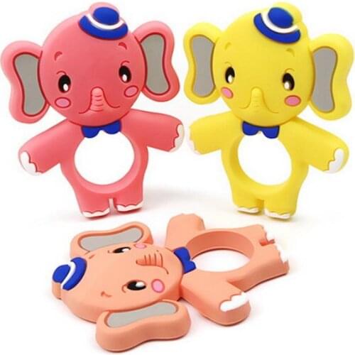 100pcs Food Grade Silicone Teethers Animal Baby Ring Teether Infant Silicone Chew Charms Kids Teething Gift