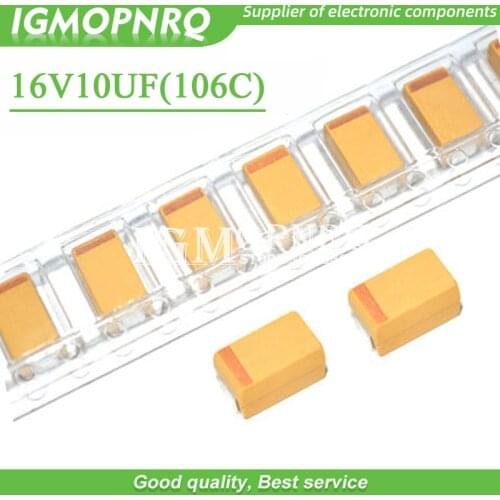 20pcs A 3216 10uF 16V 106 106C SMD tantalum capacitor 16V10UF capacitance New original IGMOPNRQ
