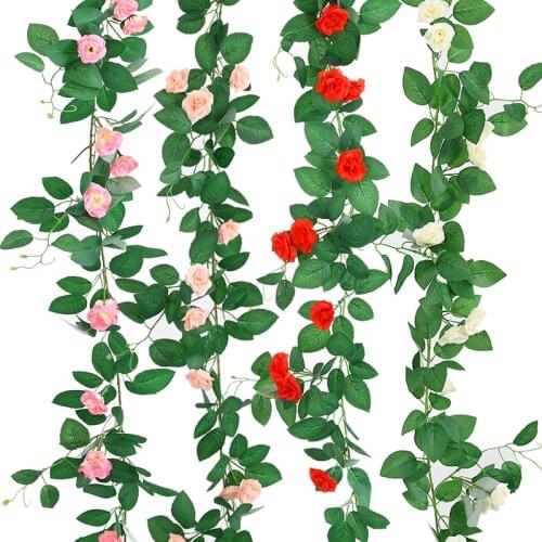 2021 new multicolor autumn artificial rose vine ivy leaf wreath silk rose vine wedding arch flower home garden decoration