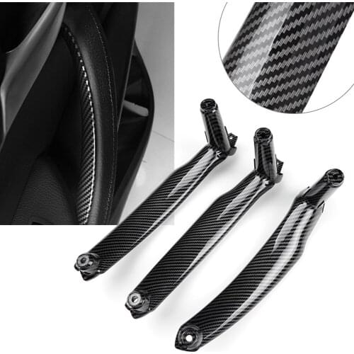 3pcs Carbon Fiber ABS Auto Styling Interior Door Pull Handle Trim Parts For BMW E70 E71 E72 X5 X6 2008 2009 2010 2011 2012 2013