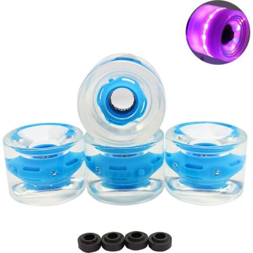 4PCS 70mm Longboard Cruiser LED Light UP Clear Skateboard Wheels Skate Parts PU Wheels Glow Cruiser Longboard Lights LED wheel